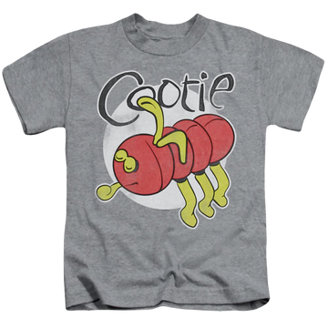 Athletic heather kid's t-shirt for ages 4 to 7 with Hasbro Cootie graphic
