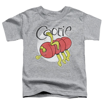 Athletic heather toddler t-shirt with Hasbro Cootie graphic