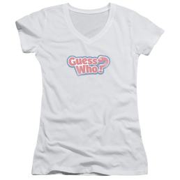 Guess Who Distressed Logo - Juniors V-Neck T-Shirt Juniors V-Neck T-Shirt Guess Who   