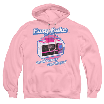 Pink pullover hoodie with Easy Bake Oven Treats graphic