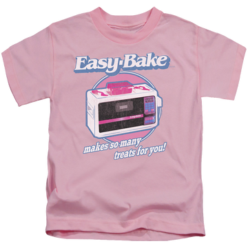 Pink kid's t-shirt for ages 4 to 7 with Easy Bake Oven Treats graphic