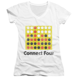 Connect Four Classic Logo Distressed - Juniors V-Neck T-Shirt Juniors V-Neck T-Shirt Connect Four   