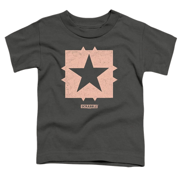 Charcoal toddler t-shirt with Scrabble Free Space graphic