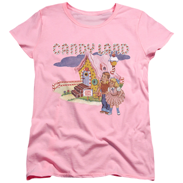 Pink women's t-shirt with Hasbro Cotton Candy Land graphic