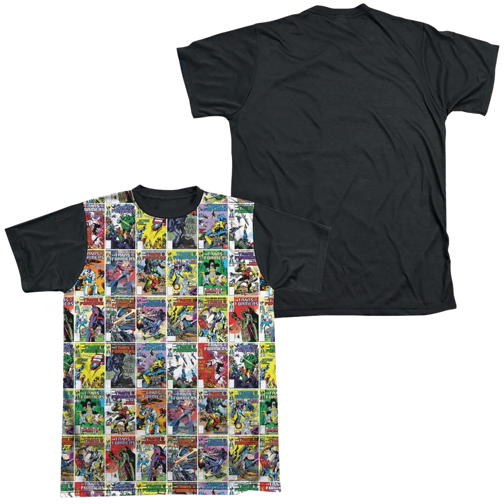 Transformers Cover Collage - Men's Black Back T-Shirt Men's Black Back T-Shirt Transformers   