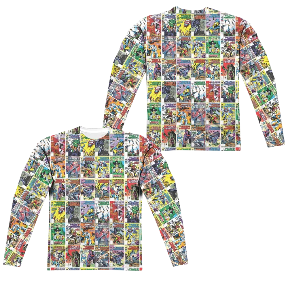 Transformers Cover Collage (Front/Back Print) - Men's All-Over Print Long Sleeve Men's All-Over Print Long Sleeve Transformers   