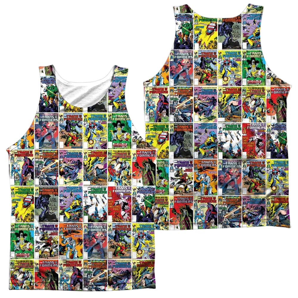 Transformers Cover Collage (Front/Back Print) - Men's All Over Print Tank Top Men's All Over Print Tank Transformers   