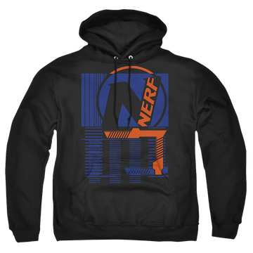 Black pullover hoodie with Nerf Grid graphic