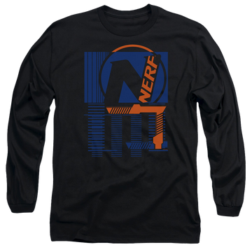 Black men's long sleeve t-shirt with Nerf Grid graphic