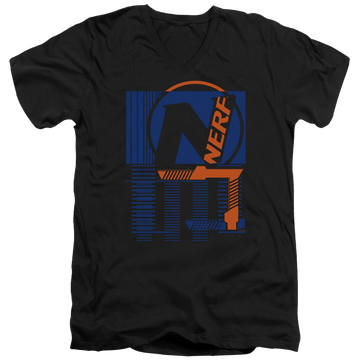 Black men's v-neck t-shirt with Nerf Grid graphic