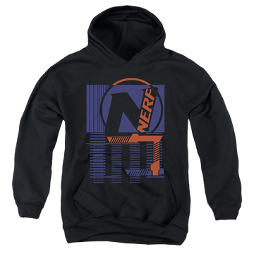 Black youth hoodie for ages 8 to 12 with Nerf Grid graphic