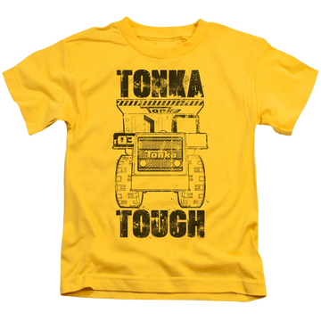 Yellow kid's t-shirt for ages 4 to 7 with Hasbro Tonka Tough graphic