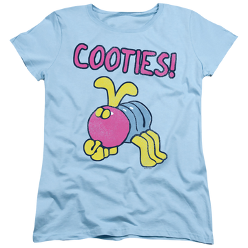 Light blue women's t-shirt with I've Got Cooties graphic