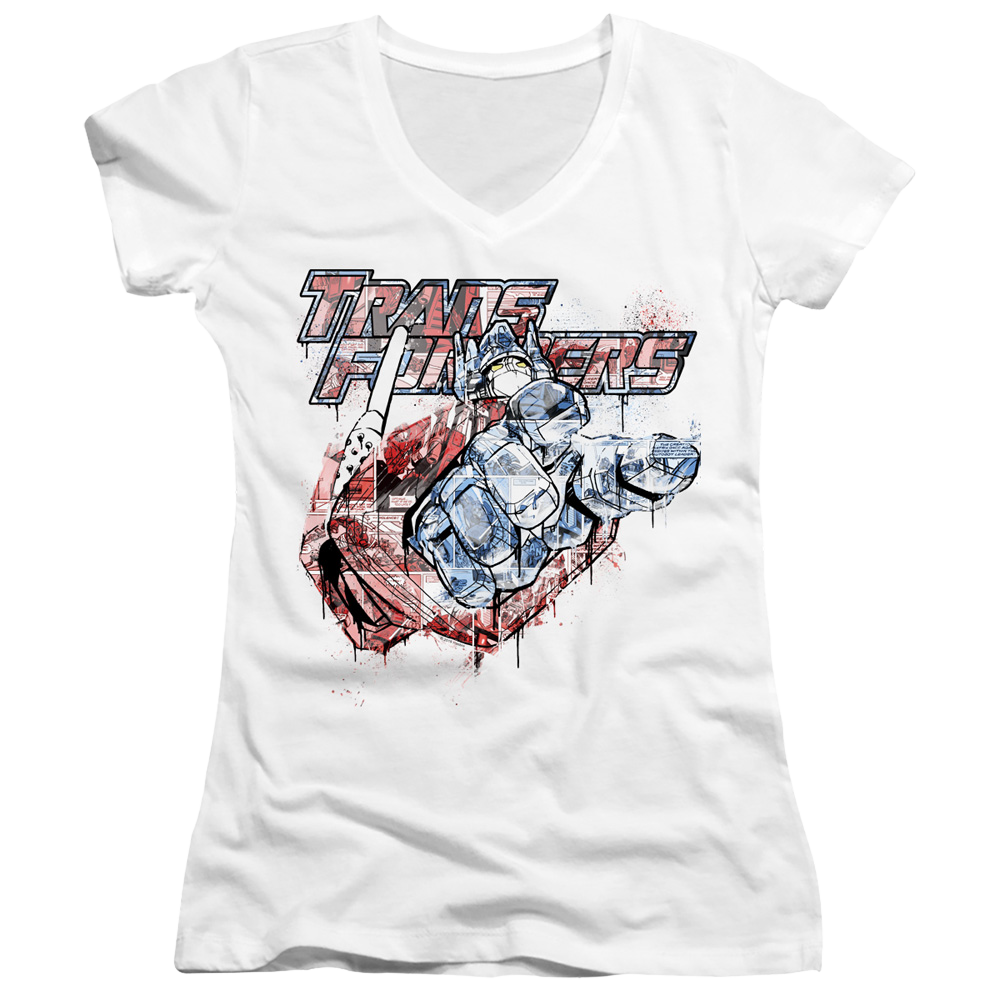 Transformers Spray Panels - Juniors V-Neck T-Shirt Juniors V-Neck T-Shirt Transformers   