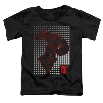Black toddler t-shirt with Transformers Optimus Grid graphic