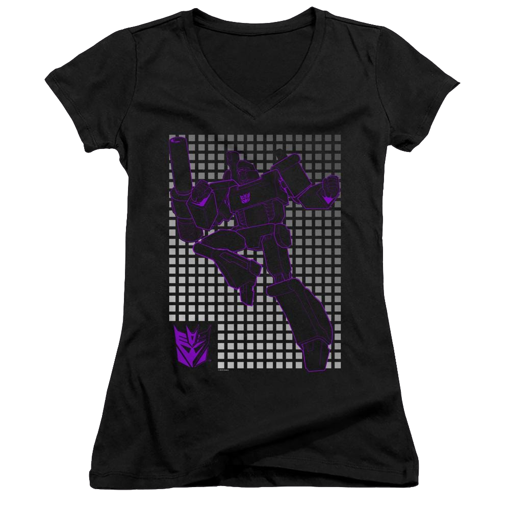 Transformers Megatron Grid - Juniors V-Neck T-Shirt Juniors V-Neck T-Shirt Transformers   