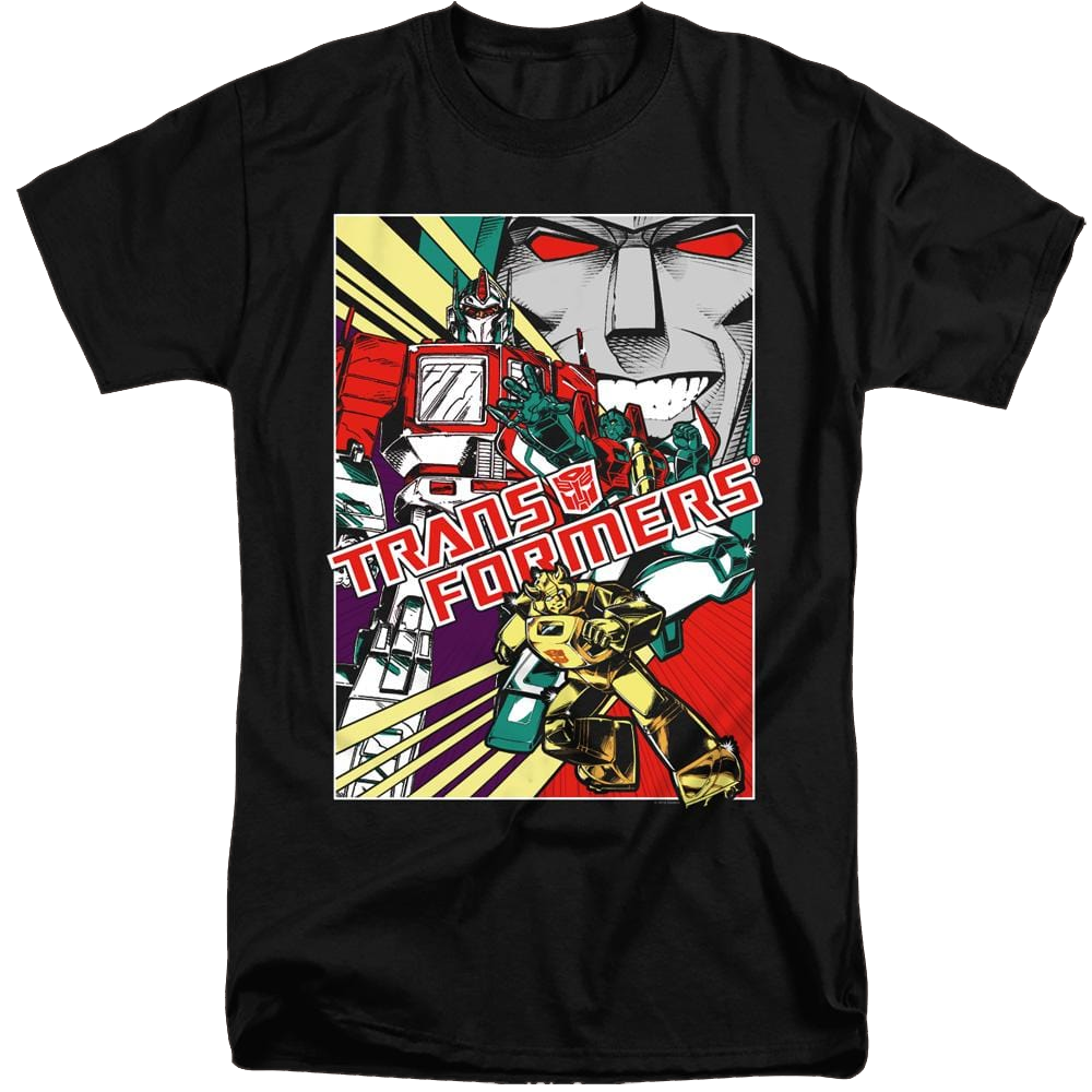 Transformers Comic Poster - Men's Tall Fit T-Shirt Men's Tall Fit T-Shirt Transformers   