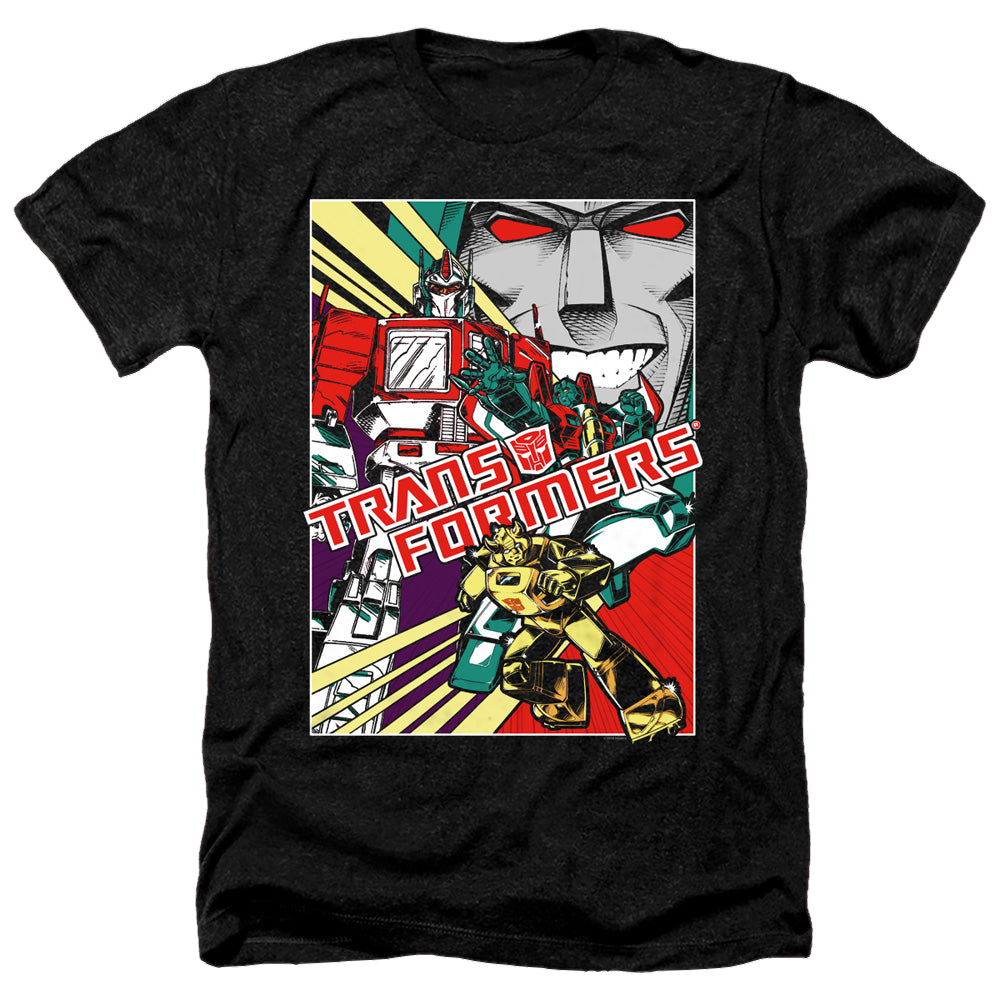 Transformers Comic Poster - Men's Heather T-Shirt Men's Heather T-Shirt Transformers   