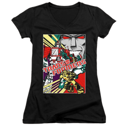 Transformers Comic Poster - Juniors V-Neck T-Shirt Juniors V-Neck T-Shirt Transformers   