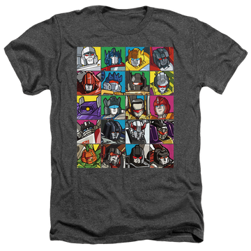 Charcoal men's heather t-shirt with Transformers Transformer Squares graphic