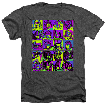 Charcoal men's heather t-shirt with Transformers Transformer Squares graphic