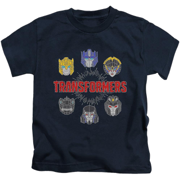 Navy kid's t-shirt for ages 4 to 7 with Transformers Robo Halo graphic