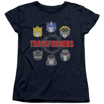 Navy women's t-shirt with Transformers Robo Halo graphic