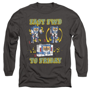 Charcoal men's long sleeve t-shirt with Transformers Forward Friday graphic