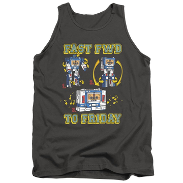 Charcoal men's tank with Transformers Forward Friday graphic
