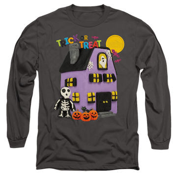Charcoal men's long sleeve t-shirt with Play-doh Trick Or Treat graphic