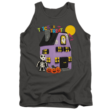 Charcoal men's tank with Play-doh Trick Or Treat graphic