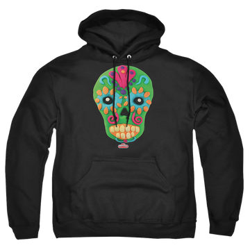 Black pullover hoodie with Play-doh Sugar Skull graphic