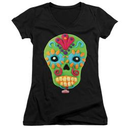 Play-doh Sugar Skull - Juniors V-Neck T-Shirt Juniors V-Neck T-Shirt Play-doh   