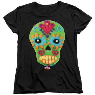 Black women's t-shirt with Play-doh Sugar Skull graphic