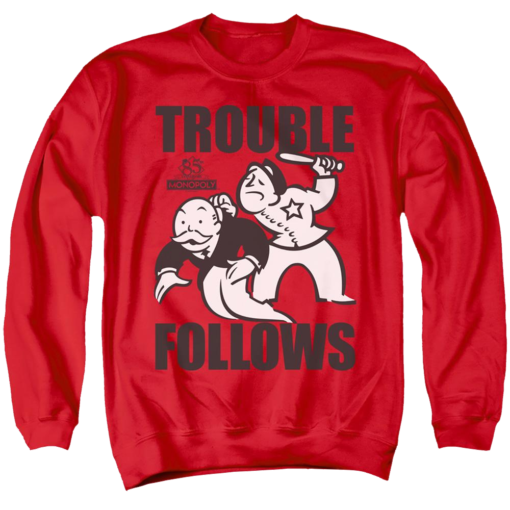 Monopoly Trouble Follows - Men's Crewneck Sweatshirt Men's Crewneck Sweatshirt Monopoly   