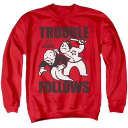 Monopoly Trouble Follows - Men's Crewneck Sweatshirt Men's Crewneck Sweatshirt Monopoly   