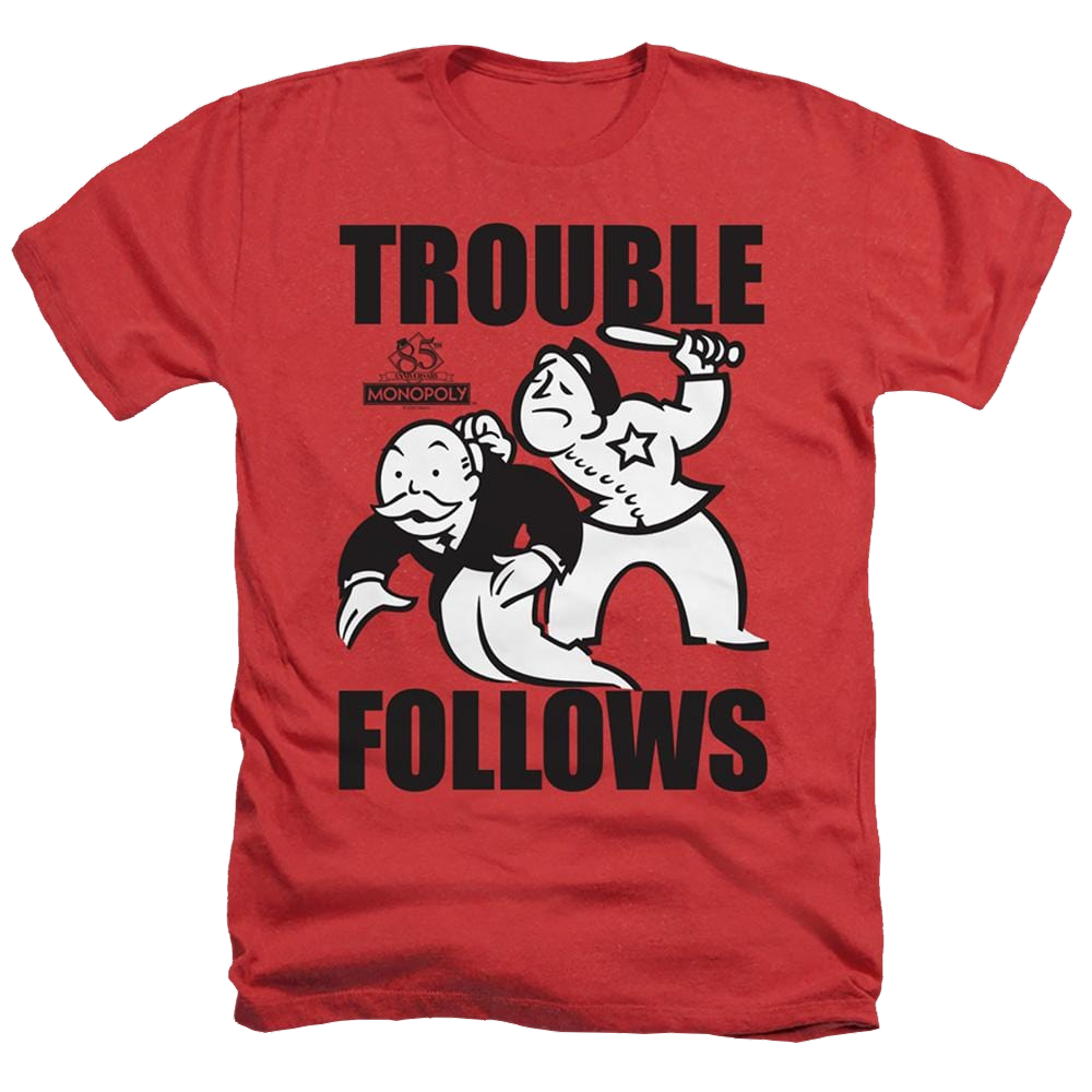 Monopoly Trouble Follows - Men's Heather T-Shirt Men's Heather T-Shirt Monopoly   