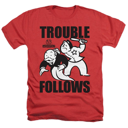 Monopoly Trouble Follows - Men's Heather T-Shirt Men's Heather T-Shirt Monopoly   