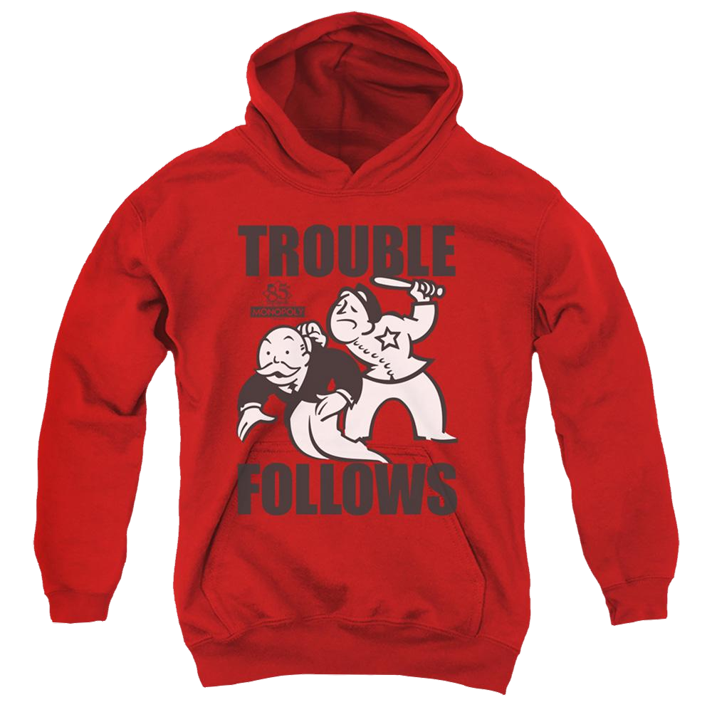 Monopoly Trouble Follows - Youth Hoodie Youth Hoodie (Ages 8-12) Monopoly   