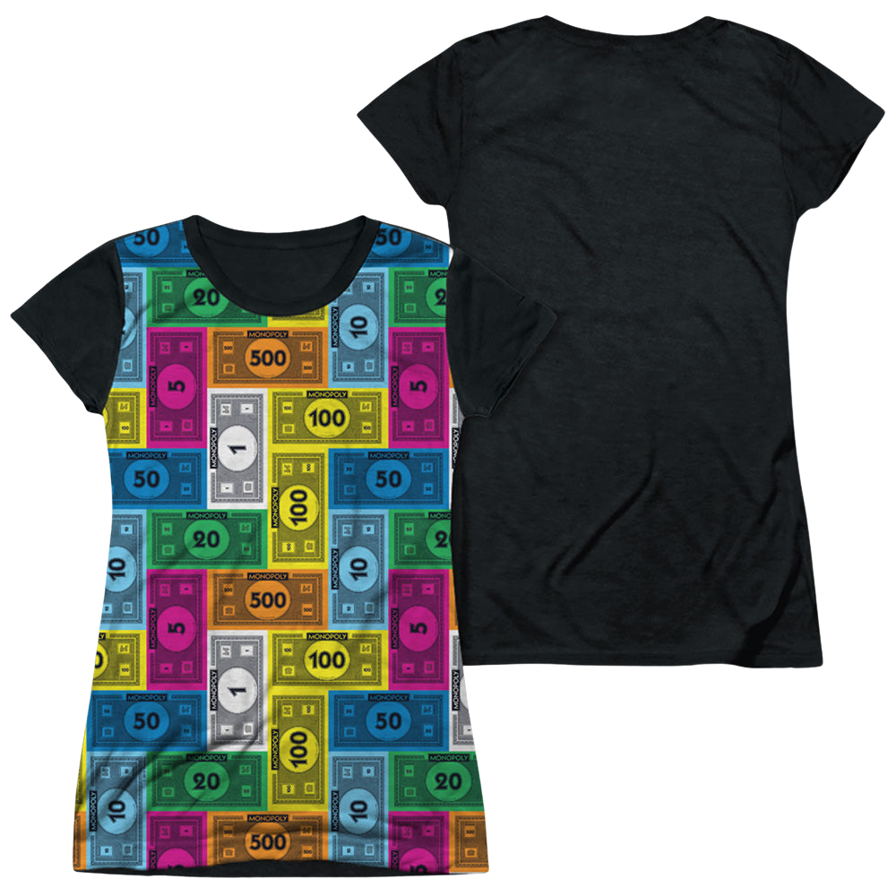 Hasbro Monopoly Cash Rich - Juniors Black Back T-Shirt Juniors Black Back T-Shirt Monopoly   
