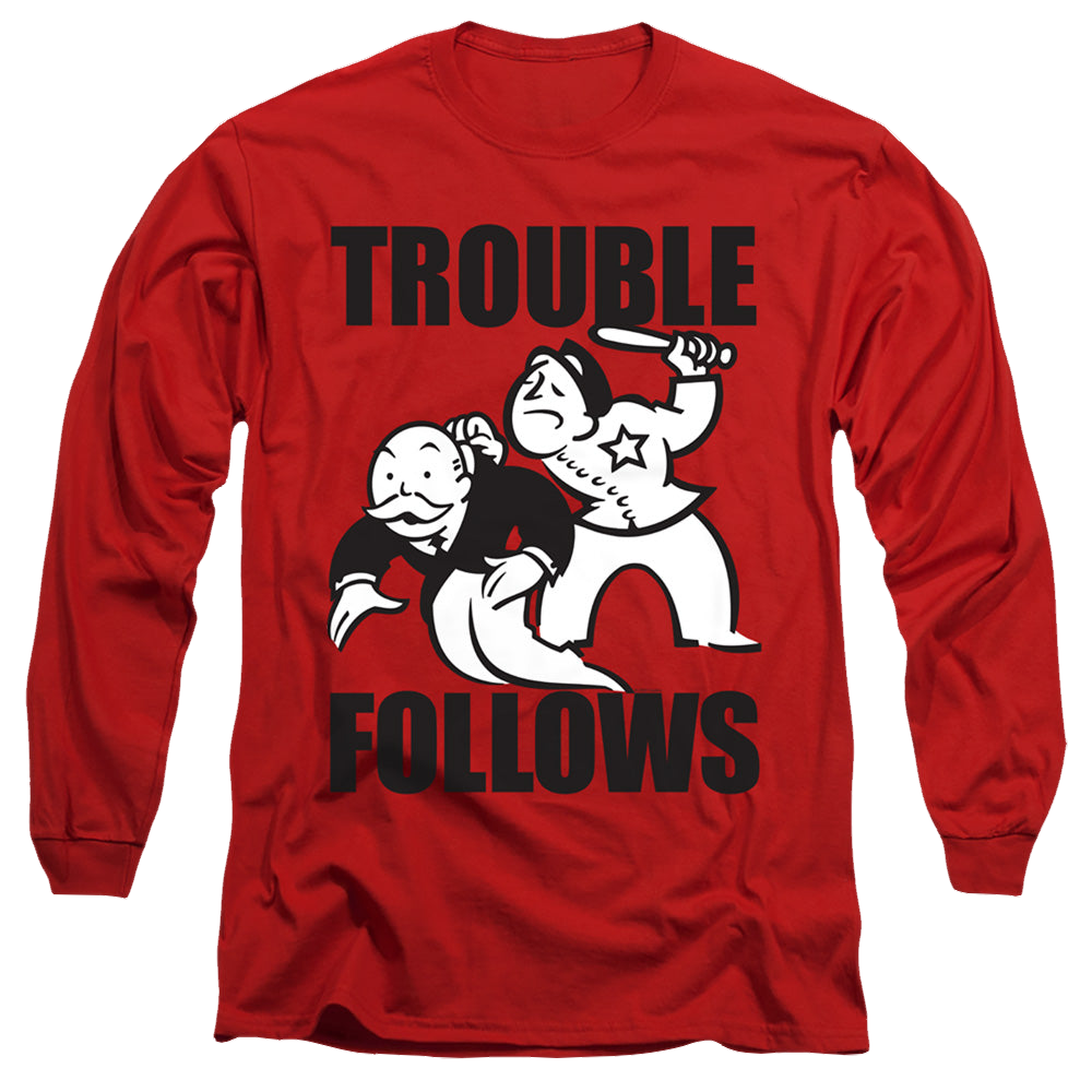 Hasbro Trouble Follows Evergreen - Men's Long Sleeve T-Shirt Men's Long Sleeve T-Shirt Monopoly   