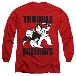 Hasbro Trouble Follows Evergreen - Men's Long Sleeve T-Shirt Men's Long Sleeve T-Shirt Monopoly   