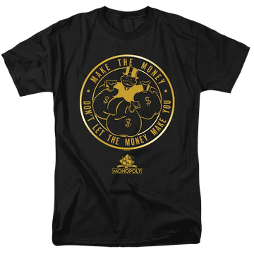 Black men's regular fit t-shirt with Monopoly Make The Money graphic
