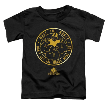 Black toddler t-shirt with Monopoly Make The Money graphic