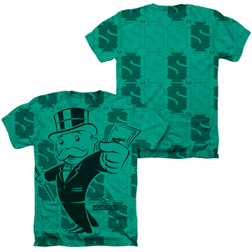 Monopoly Hasbro Money Money Money men's all-over heather t-shirt