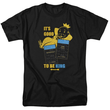 Black men's regular fit t-shirt with Monopoly Its Good To Be King No Logo graphic