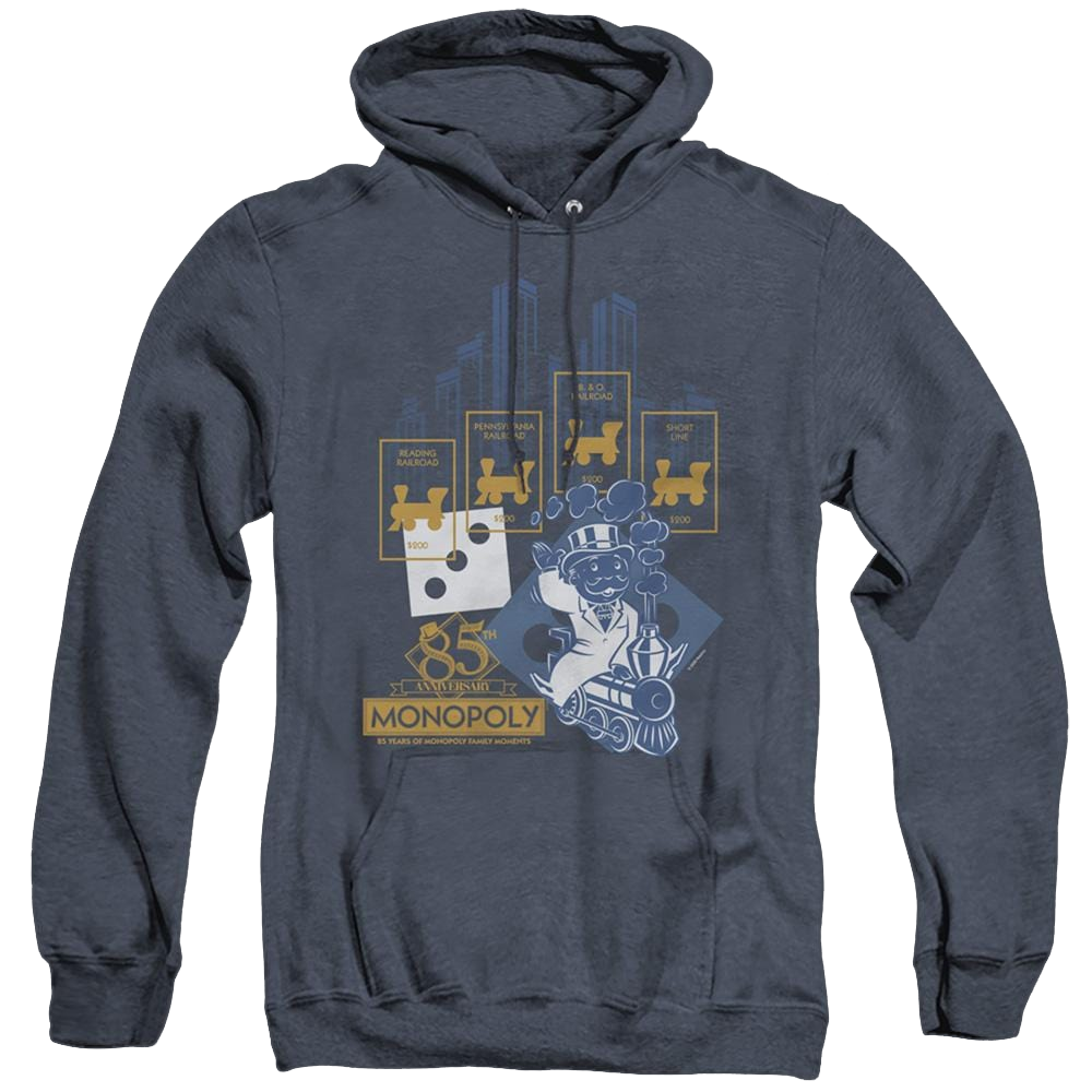 Monopoly The True Railroad Tycoon - Heather Pullover Hoodie Heather Pullover Hoodie Monopoly   