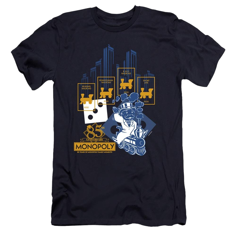 Monopoly The True Railroad Tycoon - Men's Premium Slim Fit T-Shirt Men's Premium Slim Fit T-Shirt Monopoly   