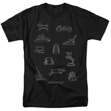 Black men's regular fit t-shirt with Monopoly Token graphic