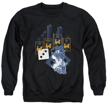 Black men's crewneck sweatshirt with Monopoly The True Railroad Tycoon No Logo graphic